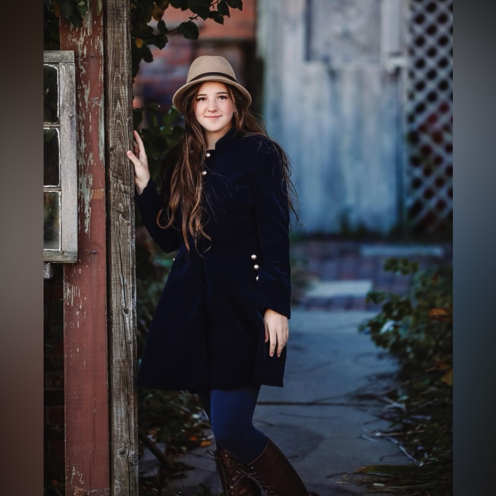 Blue quilted trench dress